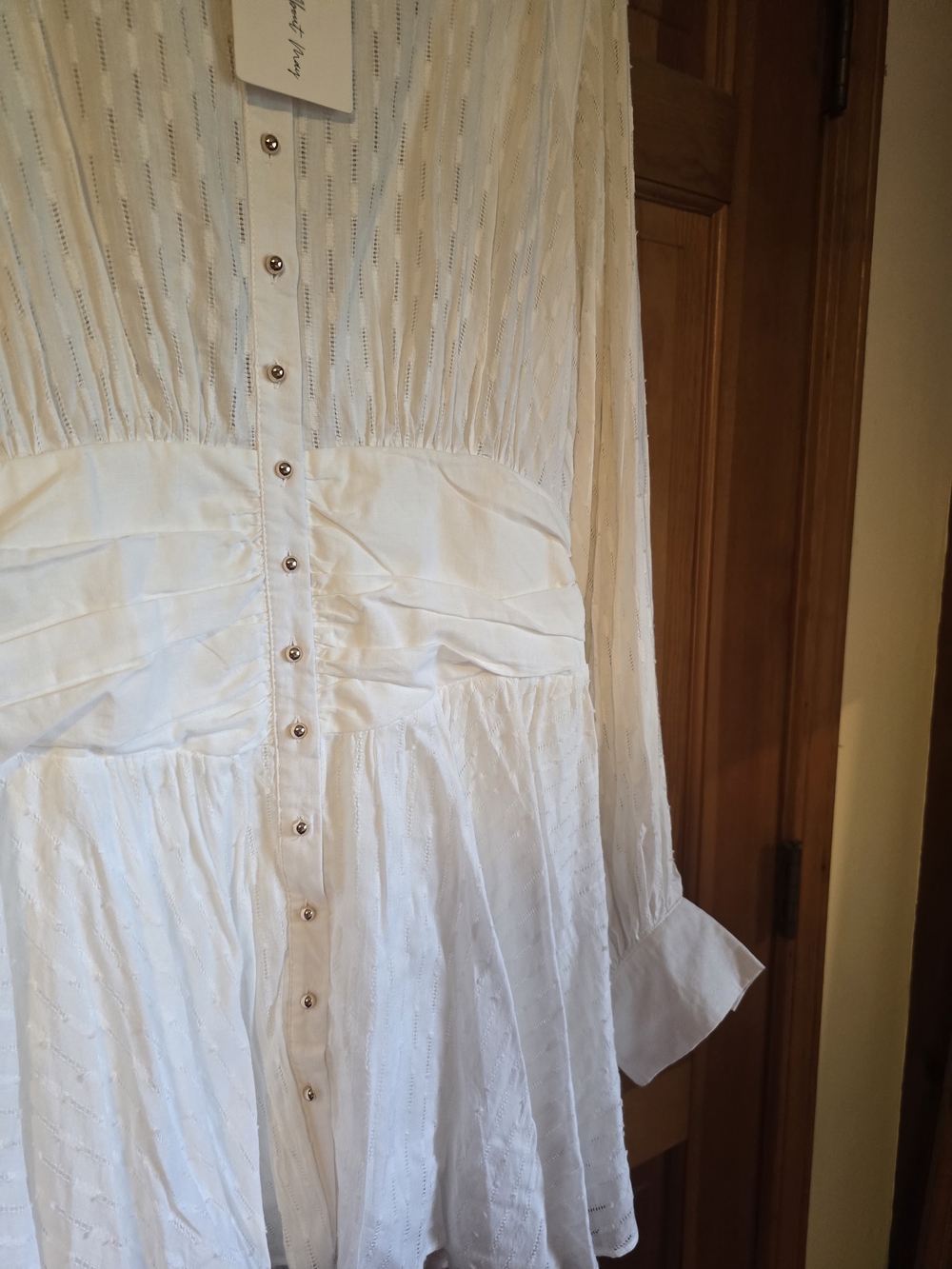 All About May NWT White Textured Button-Front Tunic Dress - Picture 6 of 16